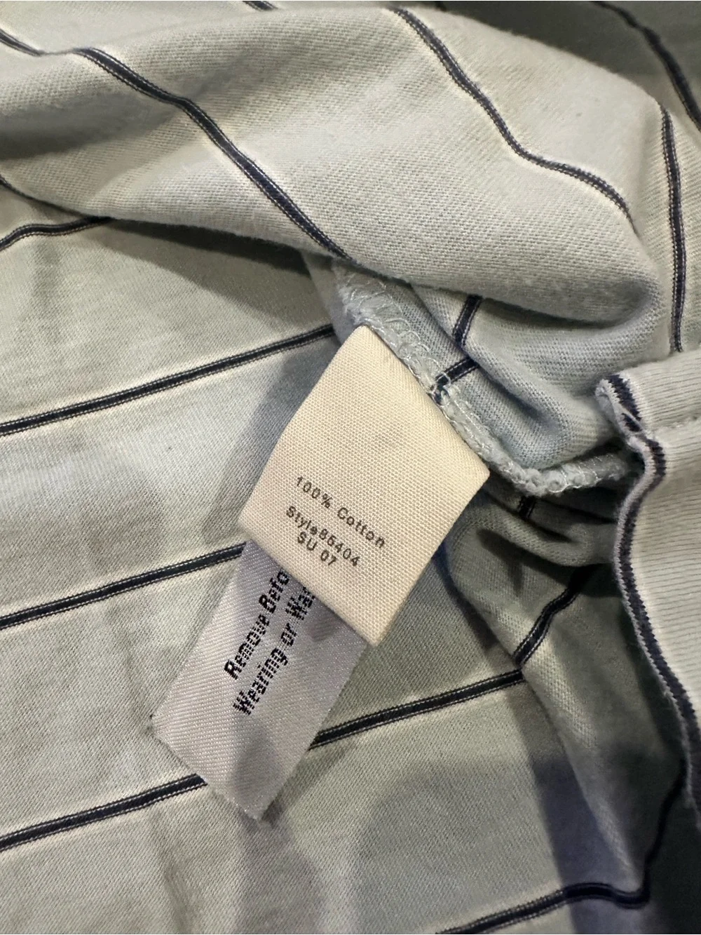 J. Crew Men’s White Polo with Thin Navy Stripes